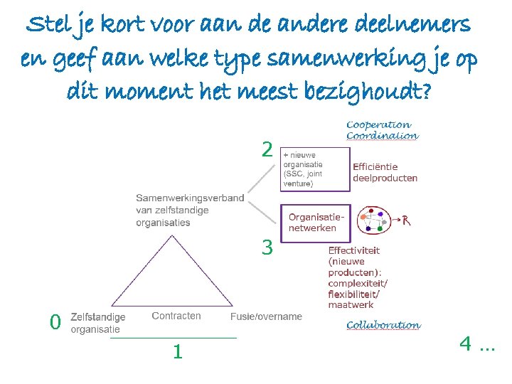 Stel je kort voor aan de andere deelnemers en geef aan welke type samenwerking