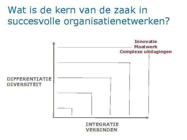 Wat is de kern van de zaak in succesvolle organisatienetwerken? Innovatie Maatwerk Complexe uitdagingen