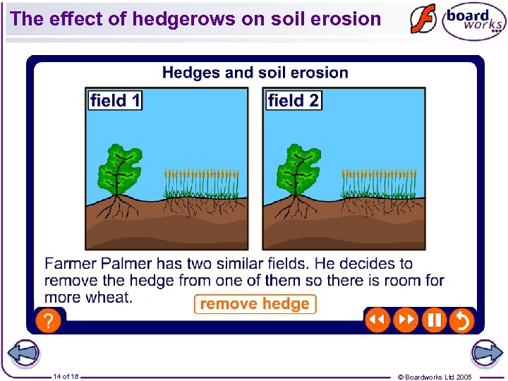 The effect of hedgerows on soil erosion 14 of 18 © Boardworks Ltd 2005