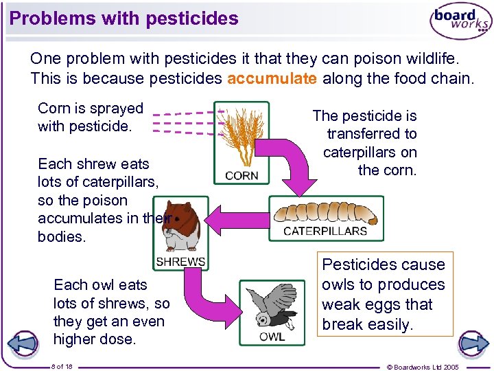 Problems with pesticides One problem with pesticides it that they can poison wildlife. This