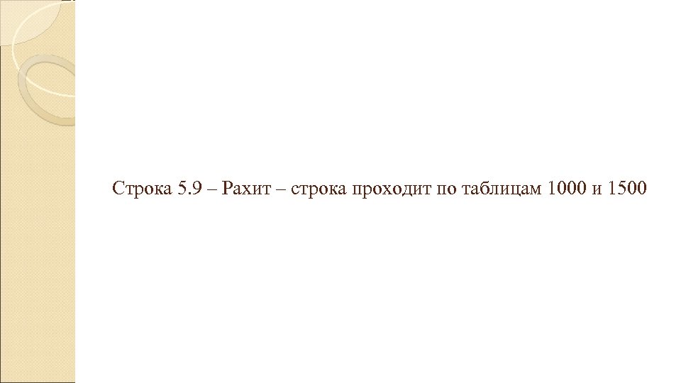 Строка 5. 9 – Рахит – строка проходит по таблицам 1000 и 1500 