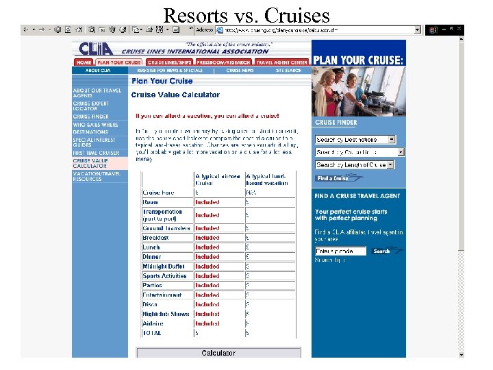 Resorts vs. Cruises 