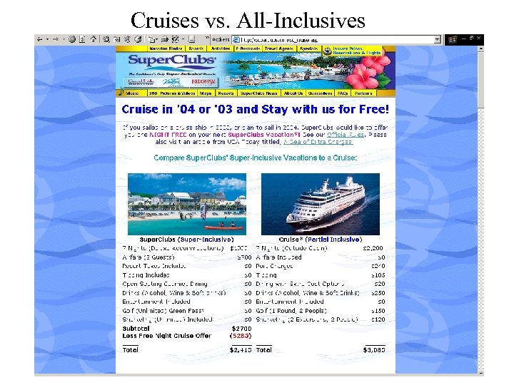 Cruises vs. All-Inclusives 