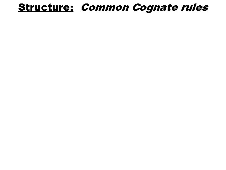 Structure: Common Cognate rules 