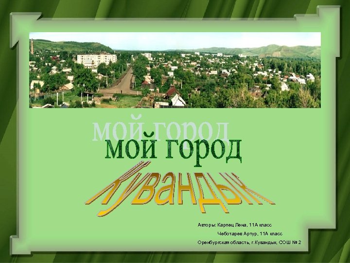 Авторы: Карпец Лена, 11 А класс Чеботарев Артур, 11 А класс Оренбургская область, г.