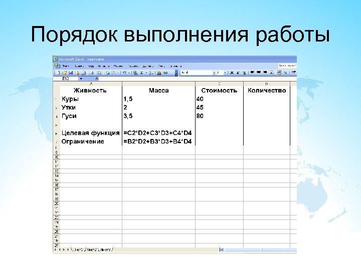 Порядок выполнения работы 