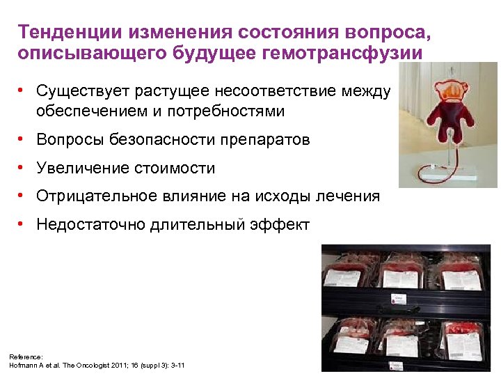 Тенденции изменения состояния вопроса, описывающего будущее гемотрансфузии • Существует растущее несоответствие между обеспечением и