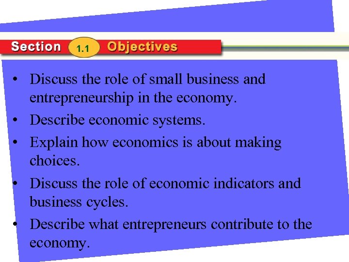 1. 1 • Discuss the role of small business and entrepreneurship in the economy.