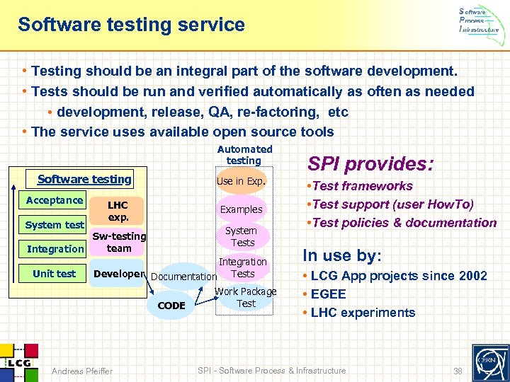 Software testing service • Testing should be an integral part of the software development.