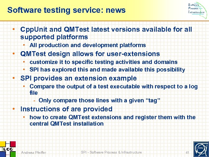 Software testing service: news • Cpp. Unit and QMTest latest versions available for all