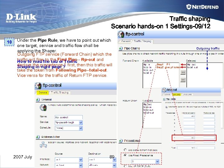 Traffic shaping Scenario hands-on 1 Settings-09/12 10 Under the Pipe Rule, we have to