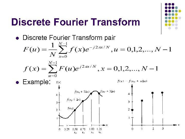 Discrete Fourier Transform l Discrete Fourier Transform pair l Example: 112 