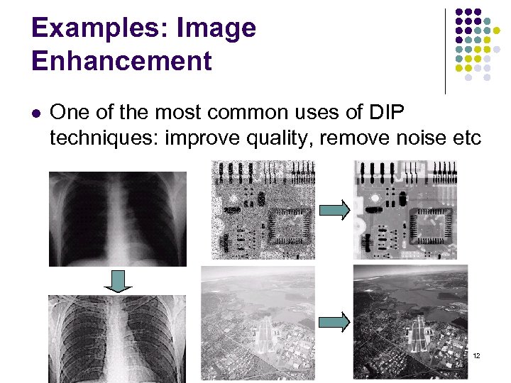 Examples: Image Enhancement l One of the most common uses of DIP techniques: improve