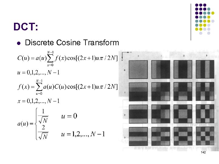 DCT: l Discrete Cosine Transform 142 