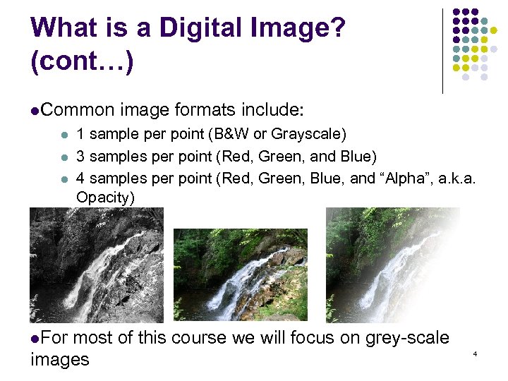 What is a Digital Image? (cont…) l. Common l l l image formats include: