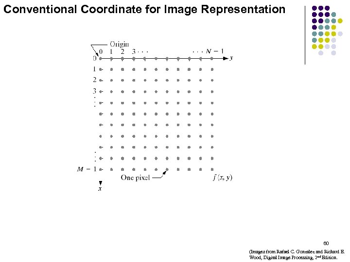 Conventional Coordinate for Image Representation 60 (Images from Rafael C. Gonzalez and Richard E.