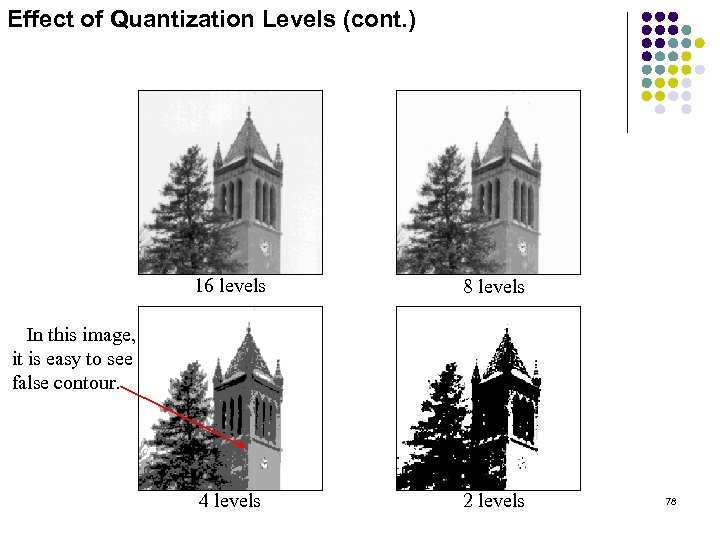 Effect of Quantization Levels (cont. ) 16 levels 8 levels 4 levels 2 levels