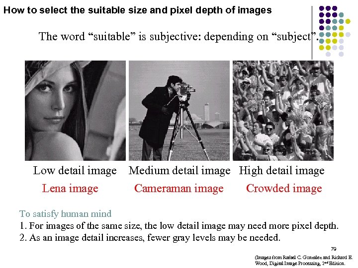 How to select the suitable size and pixel depth of images The word “suitable”