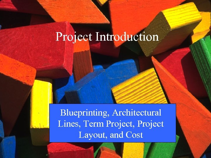 Project Introduction Blueprinting, Architectural Lines, Term Project, Project Layout, and Cost 