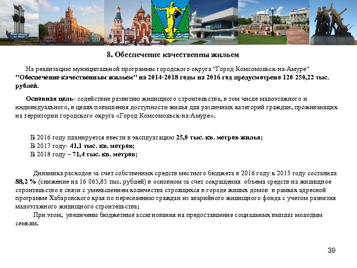 8. Обеспечение качественны жильем На реализацию муниципальной программы городского округа "Город Комсомольск-на-Амуре" "Обеспечение качественным