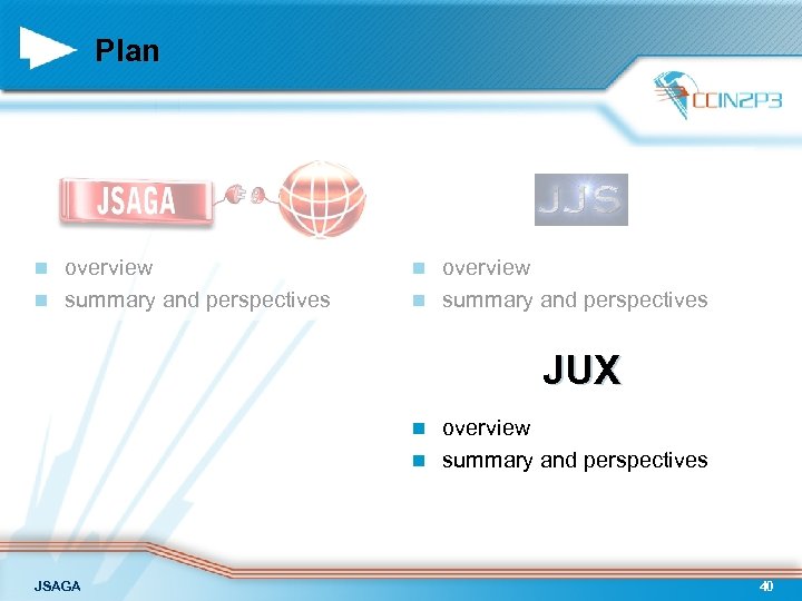 Plan overview n summary and perspectives n JUX overview n summary and perspectives n