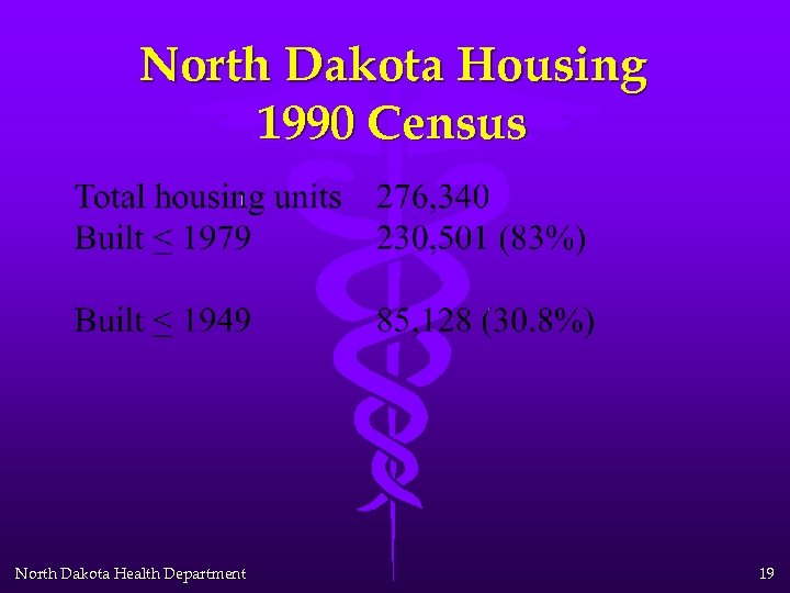 North Dakota Housing 1990 Census North Dakota Health Department 19 