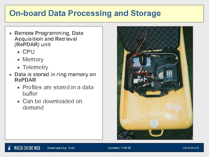 On-board Data Processing and Storage · Remote Programming, Data Acquisition and Retrieval (Re. PDAR)