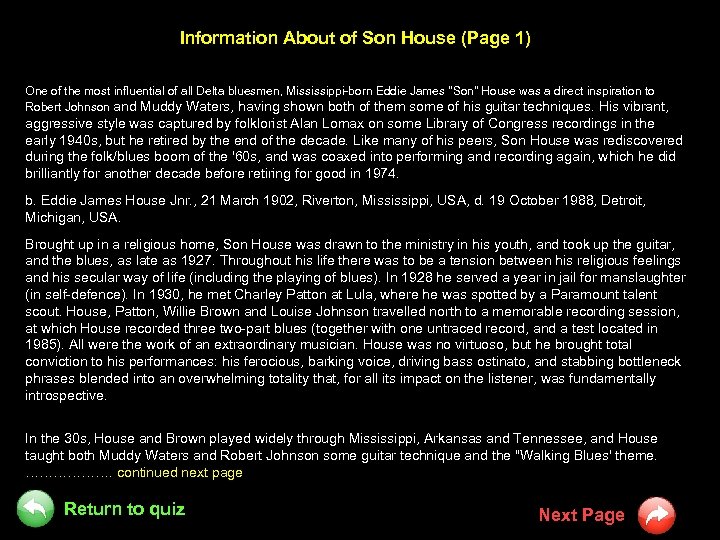 Information About of Son House (Page 1) One of the most influential of all