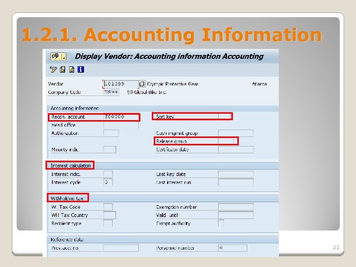 1. 2. 1. Accounting Information 22 