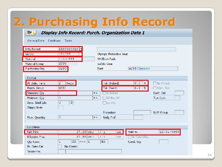 2. Purchasing Info Record 34 