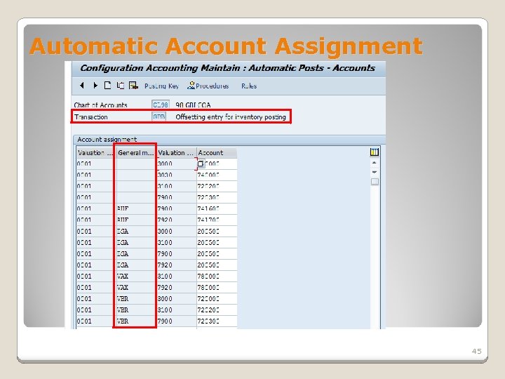 Automatic Account Assignment 45 