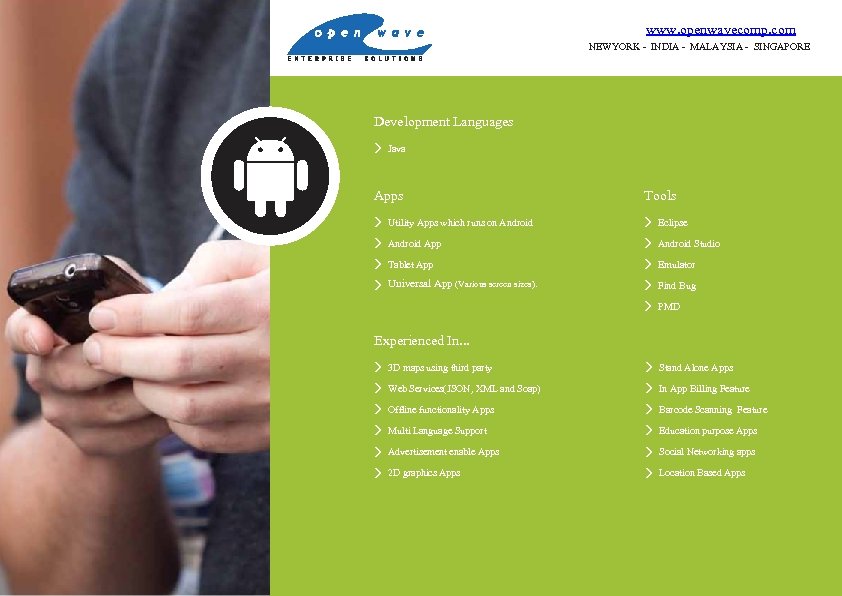 www. openwavecomp. com NEWYORK - INDIA - MALAYSIA - SINGAPORE Development Languages Java Apps