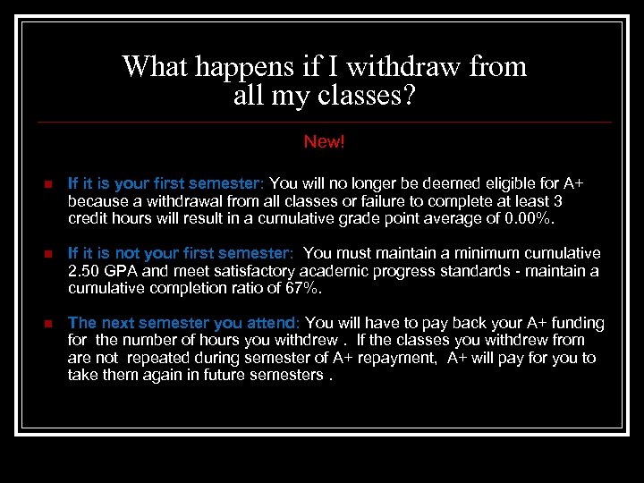 What happens if I withdraw from all my classes? New! n If it is