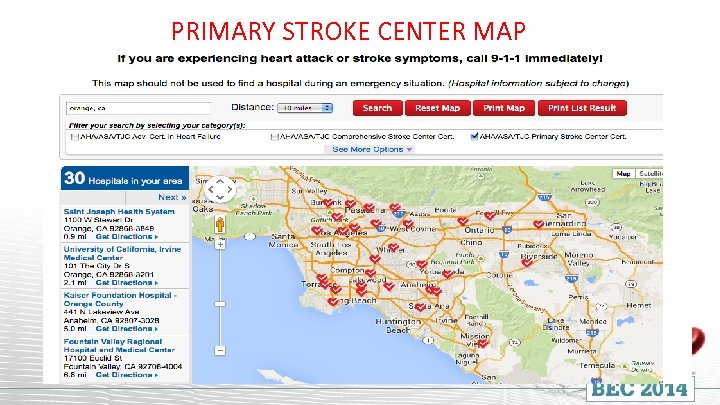 PRIMARY STROKE CENTER MAP 