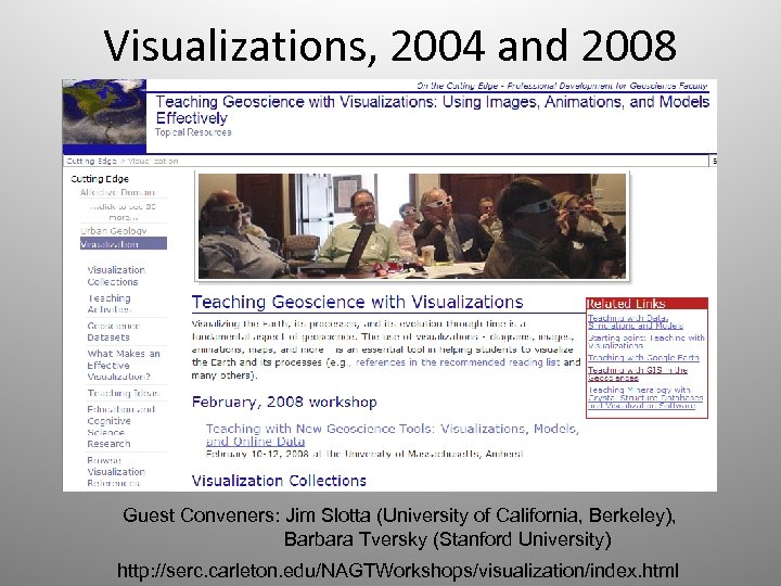 Visualizations, 2004 and 2008 Guest Conveners: Jim Slotta (University of California, Berkeley), Barbara Tversky