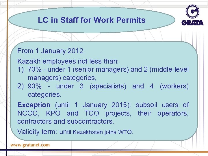 LC in Staff for Work Permits From 1 January 2012: Kazakh employees not less