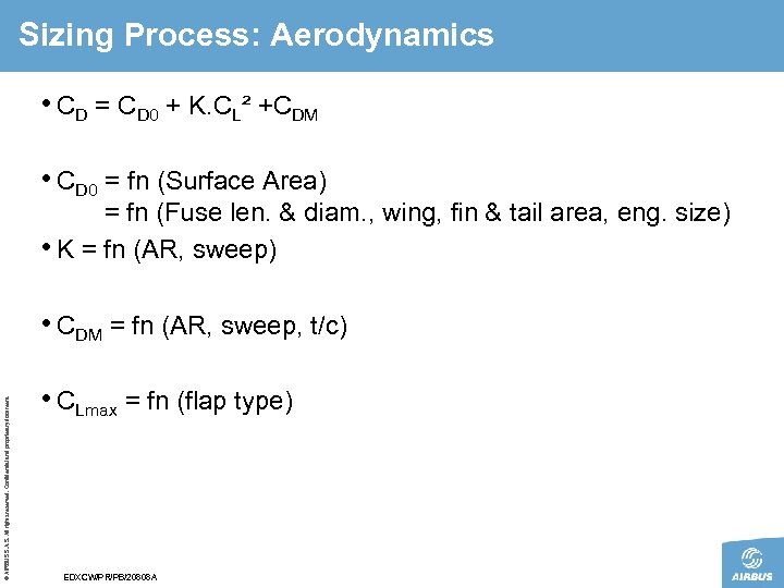 Sizing Process: Aerodynamics • CD = CD 0 + K. CL² +CDM • CD