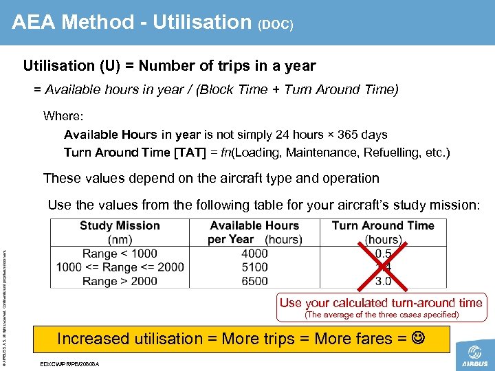 AEA Method - Utilisation (DOC) Utilisation (U) = Number of trips in a year
