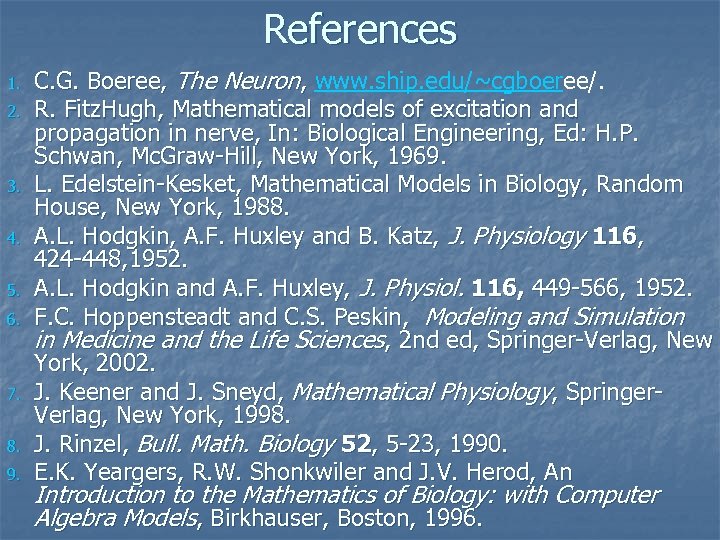 References 1. 2. 3. 4. 5. 6. 7. 8. 9. C. G. Boeree, The