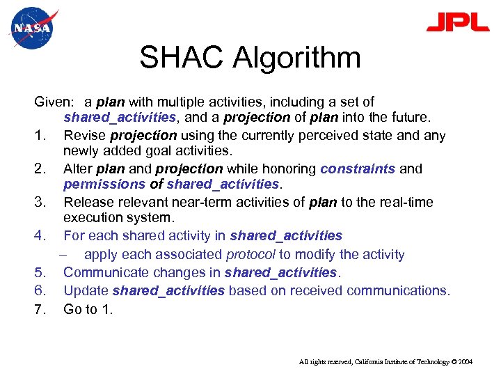 SHAC Algorithm Given: a plan with multiple activities, including a set of shared_activities, and