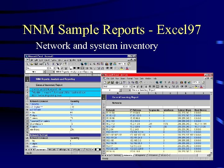 NNM Sample Reports - Excel 97 Network and system inventory 