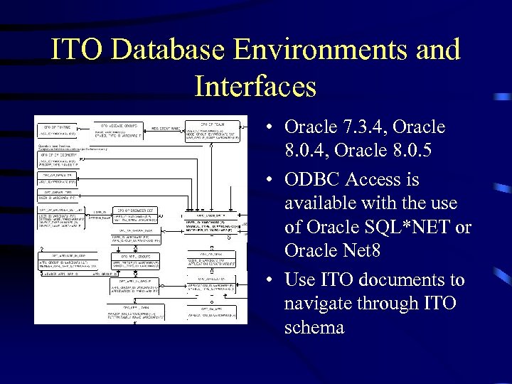 ITO Database Environments and Interfaces • Oracle 7. 3. 4, Oracle 8. 0. 5