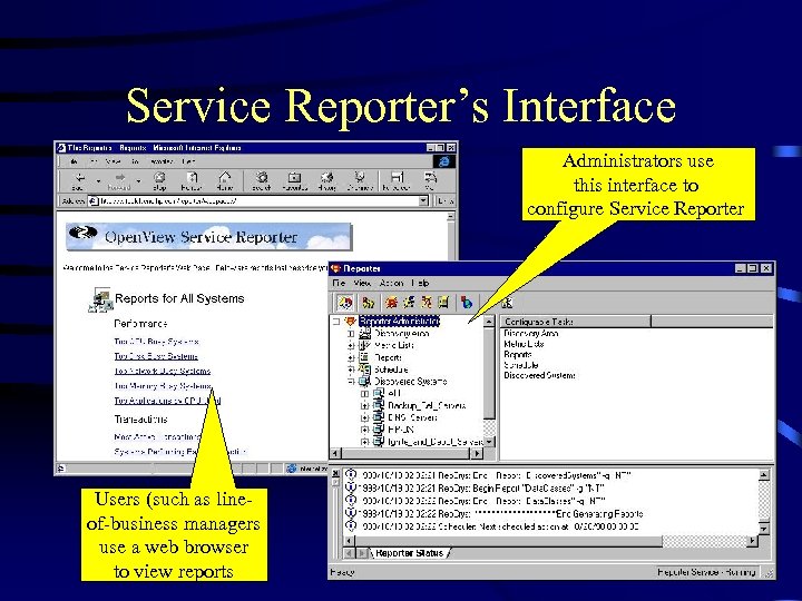 Service Reporter’s Interface Administrators use this interface to configure Service Reporter Users (such as