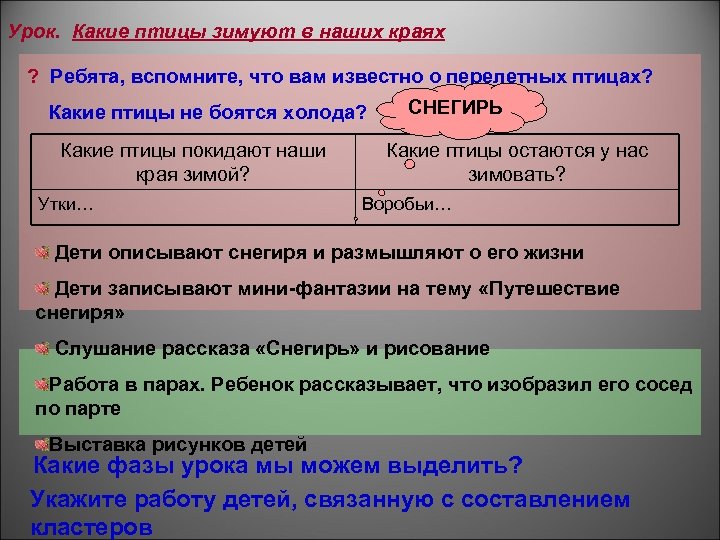 Урок. Какие птицы зимуют в наших краях ? Ребята, вспомните, что вам известно о