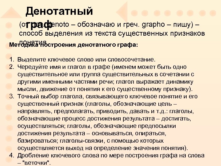 Денотатный (от лат. denoto – обозначаю и греч. grapho – пишу) – граф способ