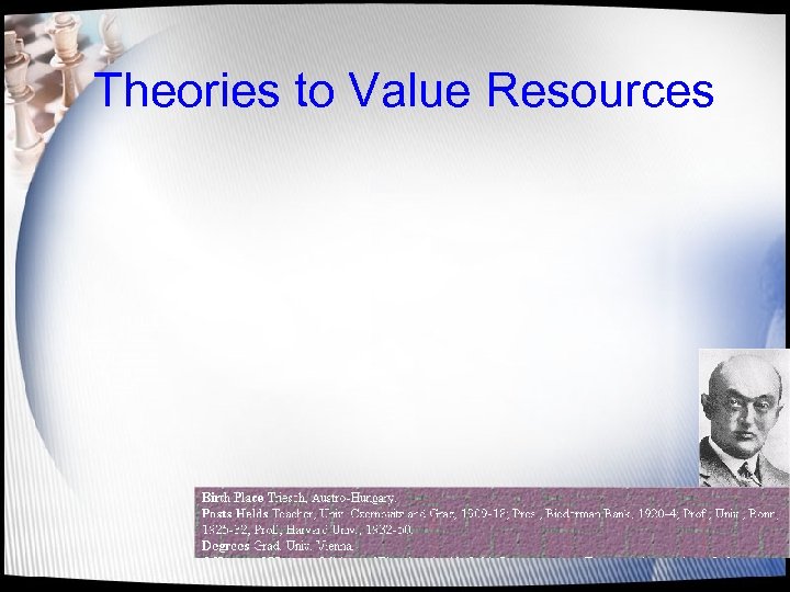 Theories to Value Resources 