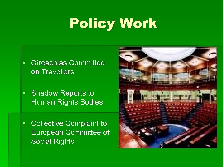 Policy Work § Oireachtas Committee on Travellers § Shadow Reports to Human Rights Bodies
