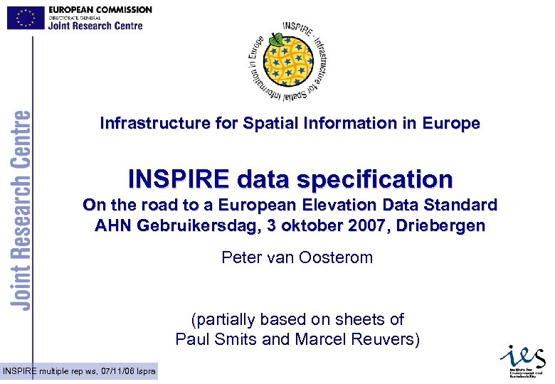 Infrastructure for Spatial Information in Europe INSPIRE data specification On the road to a