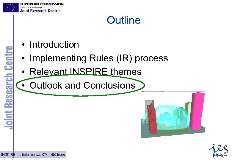 Outline • • Introduction Implementing Rules (IR) process Relevant INSPIRE themes Outlook and Conclusions