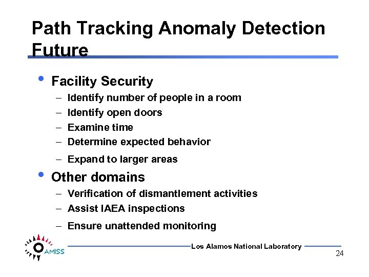 Path Tracking Anomaly Detection Future • Facility Security – – • Identify number of